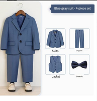 Costume blanc élégant 5 pièces, coupe ajustée, smoking formel pour mariage, garçon d'honneur, baptême, première communion