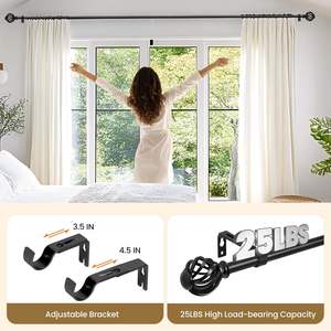 <span class=keywords><strong>Tringle</strong></span> à rideau murale <span class=keywords><strong>extensible</strong></span>, réglable, décorative, durable, écologique, noire, 28-48 pouces, moderne pour chambre à coucher - Product Image 6