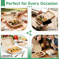 Bol en bagasse biodégradable thermoscellable et résistant à la chaleur pour boîte à lunch jetable en bagasse, assiettes jetables personnalisées