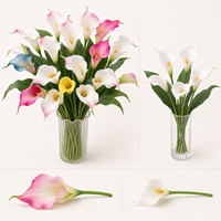 Bunga Calla Lily Buatan Tangan Modern Berbentuk Tulip dengan Kelopak Ganda dari PU untuk Dekorasi Vas di Pernikahan, Rumah, dan Hotel.