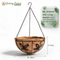 Panier suspendu en fil métallique noir avec doublure en fibre de coco pour décoration extérieure de jardin et patio, pot de fleurs robuste – Vente en gros