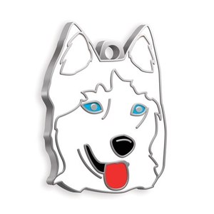 Ciondolo in metallo bianco e marrone per collare di cane Husky, targhetta identificativa per animali domestici - Product Image 1