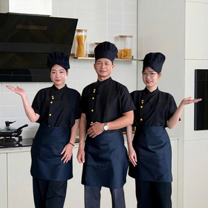 Custom Logo Chef Coat Short Sleeve <b>White</b> Breathable Lightweight Polyester Cotton Restaurant Kitchen Hotel Workwear Supplier - Product Image 5
