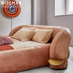 WISEMAX FURNITURE hotel furniture modern bedroom bed sets soft bed head leather king size italian designs queen fabric bed frame