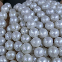 Perles d'eau douce de grande taille 10-13 mm, presque rondes, blanches, en vrac, pour la fabrication de bijoux, commande en gros, directement de l'usine