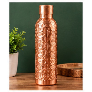 Botella de Agua Moderna de Cobre con Textura Espiral y Tapa de Rosca, Recipiente Metálico Ecológico y Portátil para Bebidas - Product Image 5