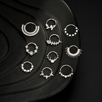 Anneau segmenté articulé en Titane G23 ASTM F136, forme Goutte d'eau, Couronne, Marquise, Clicker, pour Piercing Hélix et Daith