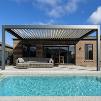 Anpassbare Motorisierte Aluminium-Lamellendach-Pergola, Windbeständig und Regenfest, für Balkon, Garten und Pool, Pulverbeschichtet