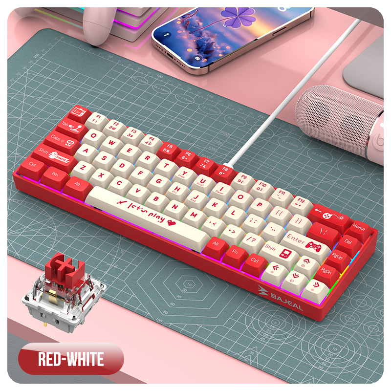Bj68 wired mechanical keyboard red switch