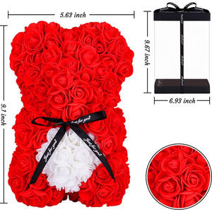 Ingrosso Orso Artificiale <span class=keywords><strong>con</strong></span> Cuore Orsacchiotto Roses 25cm Piccolo Orsacchiotto <span class=keywords><strong>Rosa</strong></span> Orso <span class=keywords><strong>con</strong></span> Scatola Regalo per San Valentino - Product Image 1