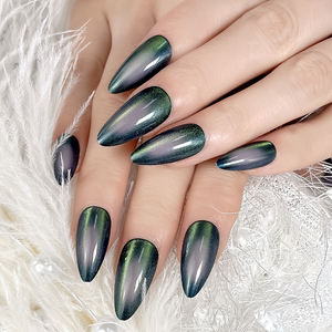 เล็บปลอมแบบกดติดลายกลิตเตอร์สีทอง 24 ชิ้น ดีไซน์ใหม่ล่าสุด สำหรับตกแต่งเล็บ - Product Image 2