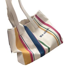 Bolso de Mano de Lona de Un Solo Hombro Edición Coreana <span class=keywords><strong>MECO</strong></span>, Línea Simple, Patrón Personalizado, Estilo Artístico, Tamaño Mediano, Cierre Personalizado, para Viajes Diarios - Product Image 1