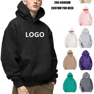 Baisheng Custom Logo Heavyweight 380g Blank Men's Hoodies Wholesale Oversized Streetwear 100% Cotton Hoodie With Printed Designs