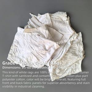 Trapos de Camiseta de Algodón Blanco Reciclado 100% (5kg-25kg) para Limpieza Industrial Absorbente - Product Image 2