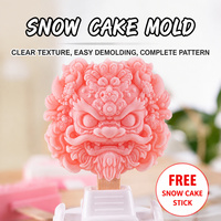 Moule en silicone floral Danse du Lion Chinois pour glaces, gâteaux de neige, chocolats, desserts culturels et motifs personnalisés
