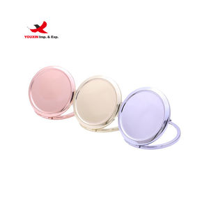Miroir de maquillage pliable rond de poche en métal or rose, vente en gros d'usine à bas prix pour achats mixtes - Product Image 4
