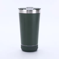 Botol Air Stainless Steel Termal Bluetooth Smart Tumbler 14oz 16oz dengan Speaker Musik, Cangkir Bir dengan Tutup, Botol Gym