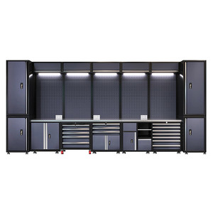 Banc de travail de garage en fer robuste RW, grand modèle, avec armoires à outils amovibles, support OEM/ODM personnalisé, noir, capacité de charge de 500 kg - Product Image 1