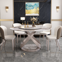 Table à manger en acier inoxydable de style italien avec 6 chaises Bjflamingo Table à manger en marbre pour le salon