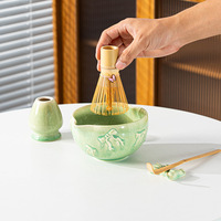 Ensemble de bols à matcha japonais de qualité supérieure, en céramique, avec bec verseur en forme de cœur, emballage en boîte colorée, cadeau pour les amateurs de thé