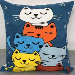 Funda de Cojín Decorativa de Algodón Bordada a Mano de 18x18 con Diseño Abstracto de Gato de <span class=keywords><strong>Picasso</strong></span> - Product Image 5