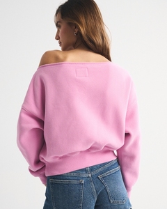 LEDUO 2026 Autumn and Spring Fashion Cozy Off Shoulder Solid Color Women Sweatshirt - Product Image 2