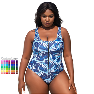 Maillot de bain une pièce grande taille à imprimé <span class=keywords><strong>tropical</strong></span> personnalisé OEM avec fermeture éclair sur le devant, effet ventre plat, pour femme, vente en gros, vêtements de plage russes - Product Image 1