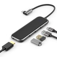 Hub Tipe C 5 in 1 dengan 4 Port USB 3.0 Pengisian Daya PD100W Mini Portabel dari Aluminium Alloy untuk Laptop/Desktop/Macbook-Tidak Perlu Colokan