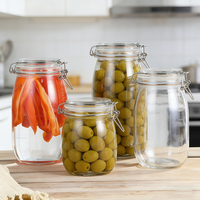 Frascos de Vidrio Herméticos con Tapa de Acero Inoxidable, 500 ml, 750 ml, 1000 ml, 1500 ml, 2000 ml, 3000 ml, Botellas y Frascos de Almacenamiento