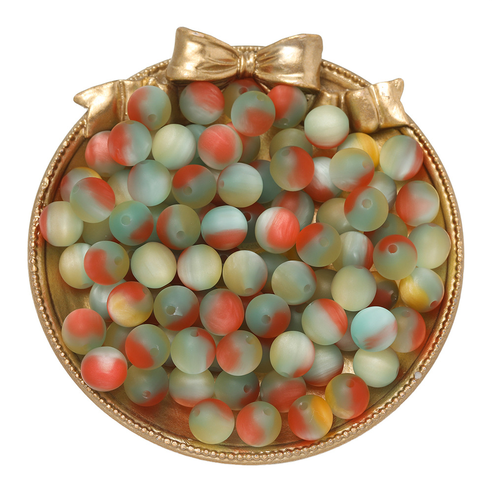 iridescent matte beads - red, green, yellow