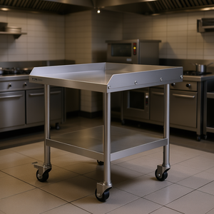 Table de préparation alimentaire commerciale Vevor, 24 x 24 pouces, en acier inoxydable, robuste, avec 4 roues, équipement de cuisine - Product Image 2