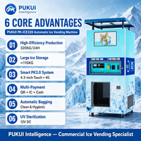 Distributeur automatique de glace 320 kg/24h, machine commerciale à glaçons avec ensachage automatique et double moule à glace pour supermarché