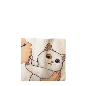 Sac à main tendance pour femme, imprimé chaton, sac fourre-tout à bandoulière, sac de courses réutilisable avec doublure en polyester, plusieurs compartiments ouverts - Product Image 1