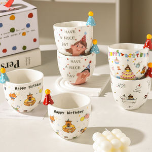 Nordique petit mignon joyeux anniversaire bonnet en céramique tasses à café <span class=keywords><strong>sans</strong></span> poignée - Product Image 5