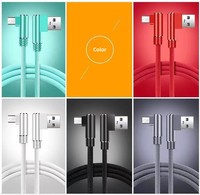 Câble USB-A/Micro/Type-C BJC en nylon tressé de haute qualité avec connecteurs en cuivre étamé à angle droit, chargeur rapide à 90 degrés pour ordinateur