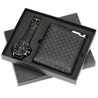 Ensemble cadeau de montre et portefeuille pour homme de luxe, boîte cadeau en cuir avec logo personnalisé, cadeau d'affaires, cadeau promotionnel pour les cadres