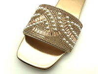 Olegshoes été habillé femme pantoufle talon bas sandales élégantes perle diamant conception pour Sexy fête tendances à la mode