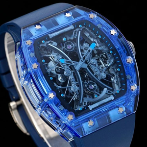 <span class=keywords><strong>Orologi</strong></span> da Uomo di Lusso 53-02, Orologio Automatico Tourbillon Sportivo con Quadrante Scheletrato Trasparente in Zaffiro Blu - Product Image 2