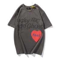 T-shirt imprimé pour Couple, Streetwear, avec porte-bonheur, I See Ghost, amour, Blister, style Hip-Hop, Kanye West
