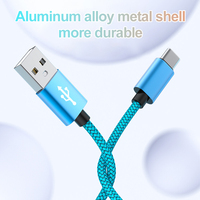 Kabel Data Pengisian Cepat USB 2.0 Tipe-C 3A dengan Selubung Nilon Kepang, Konduktor Tembaga Murni, Mendukung Kustomisasi OEM/ODM