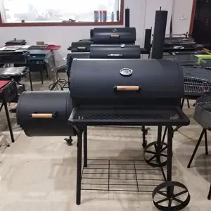 Pemanggang Bbq Pengasap Double Barrel, Panggangan Arang Memanggang Tugas Berat Luar Ruangan Offset