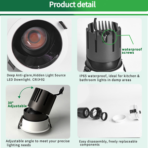 Downlights <span class=keywords><strong>LED</strong></span> Empotrables de Aluminio Modernos y Minimalistas de 9W, 10W, 12W y <span class=keywords><strong>24W</strong></span>, Duraderos, con Alto CRI e IP65 - Product Image 2