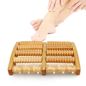 Rij Houten Voetmassage Roller Acupressure Trigger Point Relax Pijn Stress Verlichting Shiatsu Roller Foot Massager Care Tools