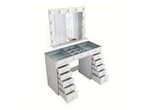 Tocador de Maquillaje Estilo Francés con Tapa de Cristal Grande y 13 Cajones, Tocador de Cristal Nórdico Económico con Espejo con Iluminación LED - Product Image 6