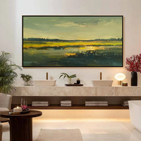 Peinture à l'huile abstraite sur toile, paysage impressionniste Golden Marsh, pour décoration murale de hall d'hôtel, bureau ou maison