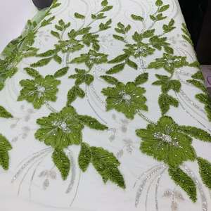 Tissu de dentelle perlée Tissu de dentelle de mariage Tissu de perle Tissu tissé Tissu de textiles Tissus de robe de mariée en dentelle française - Product Image 6