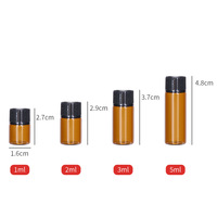 Botol Kaca Mini Amber Bening Grosir 1ml 2ml 3ml 5ml untuk Minyak Atsiri, Botol Sampel Mini dengan Tutup Ulir dan Permukaan untuk Sablon