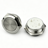 Interrupteurs à bouton-poussoir momentanés étanches IP65 de 22 mm, ultra-courts, en acier inoxydable, micro-interrupteur 12V, éclairage annulaire, conformes CE