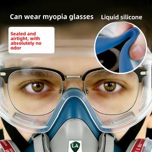 Masque à gaz demi-visage en silicone 6200 réutilisable et lavable avec filtre à <span class=keywords><strong>charbon</strong></span> <span class=keywords><strong>actif</strong></span> pour la peinture au pistolet et la sécurité industrielle - Product Image 2