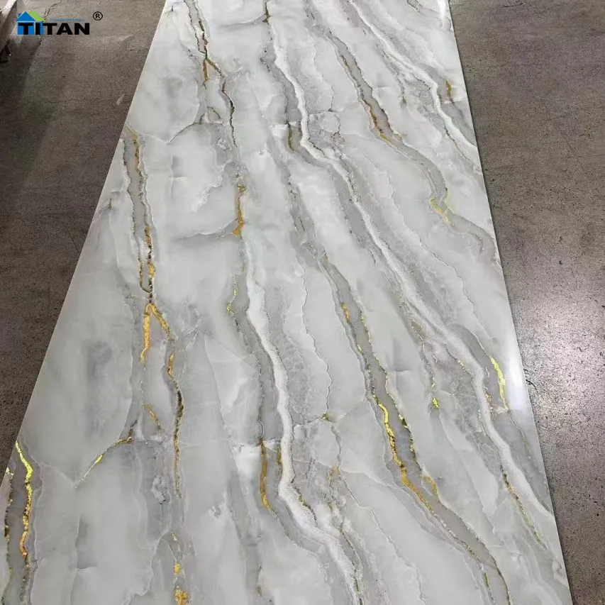 Feuille de PVC en marbre Feuille de plastique laminé UV Feuille de stratifié en marbre Pvc Marmol Decorativo 120*120